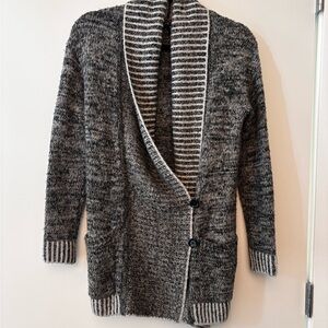 GAP Charcoal and Cream Striped Cardigan